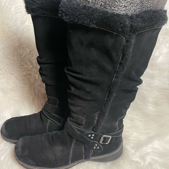 Bare traps Emalyn leather suede Black mid calf boots.Faux fur lining  SZ11M 9M - Picture 1 of 13